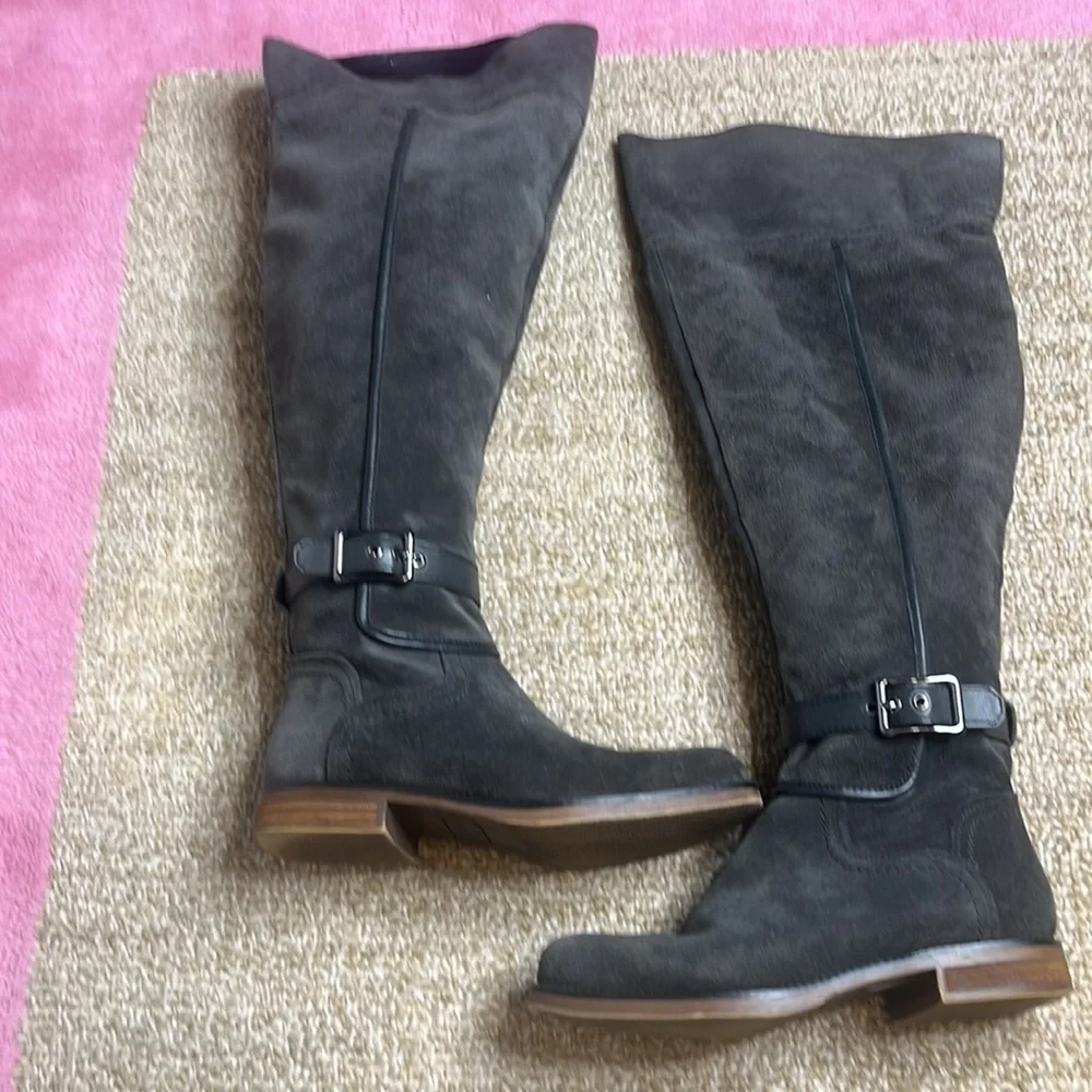 Franco Sarto over the knee gray side boots/ wide calf